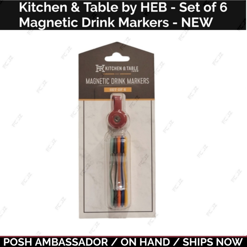 Kitchen & Table by HEB - Set of 6 Magnetic Drink Markers - NEW - ON HAND